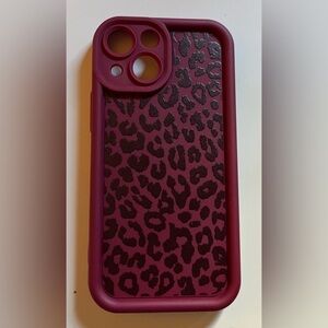 iPhone 13 Mini Leopard Print Burgundy Maroon Phone Case